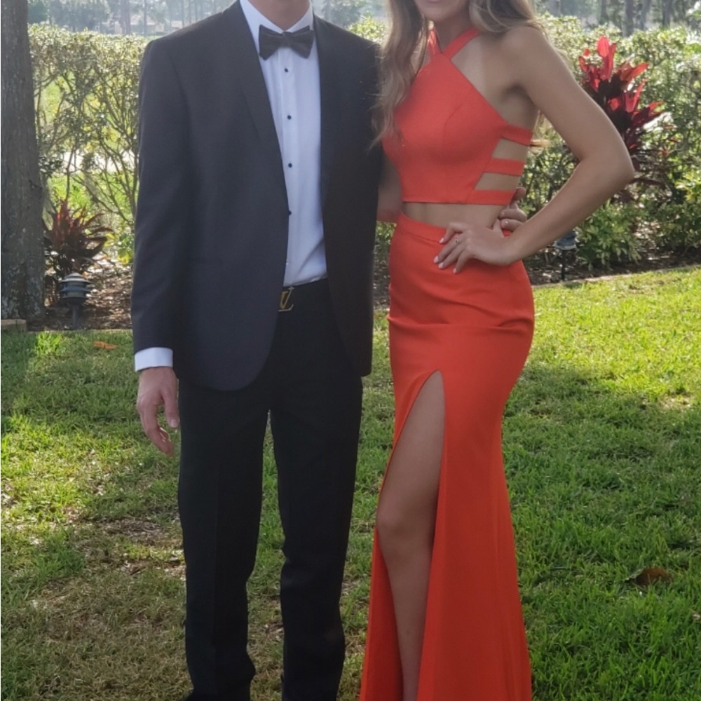 Beautiful Coral 2 piece prom dress